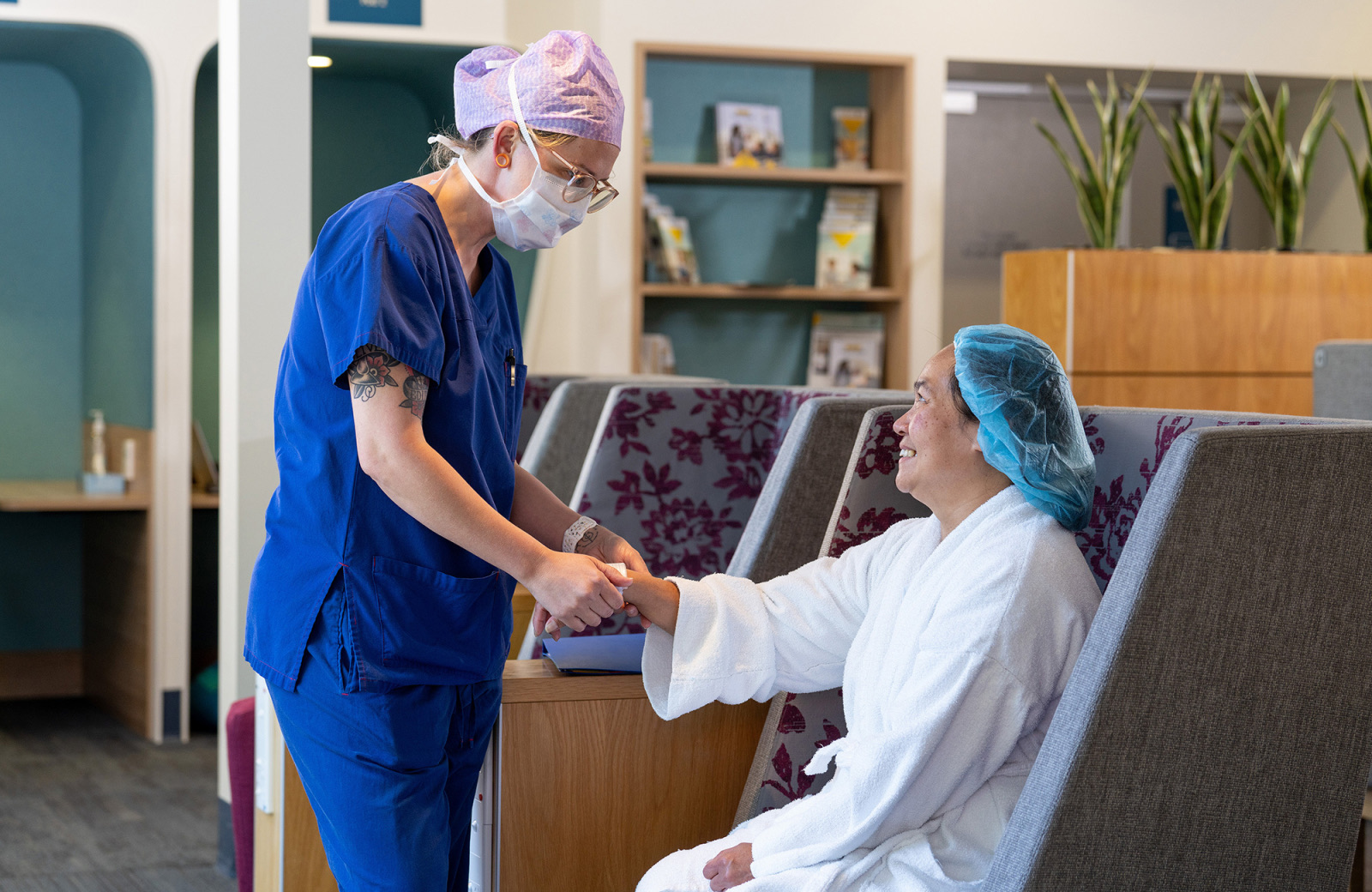 Burnside Hospital nurse supporting a patient before surgery